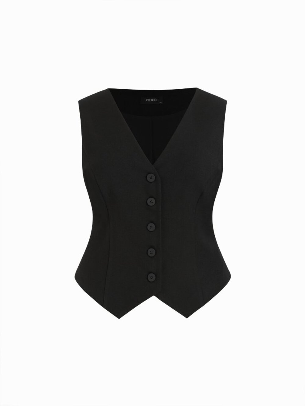 V-neck Button Cinched Waist Vest: Curve & Plus